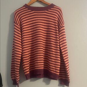 Cotton Candy Pink + Purple Vibrant Striped Crewneck Sweater  🍭💞